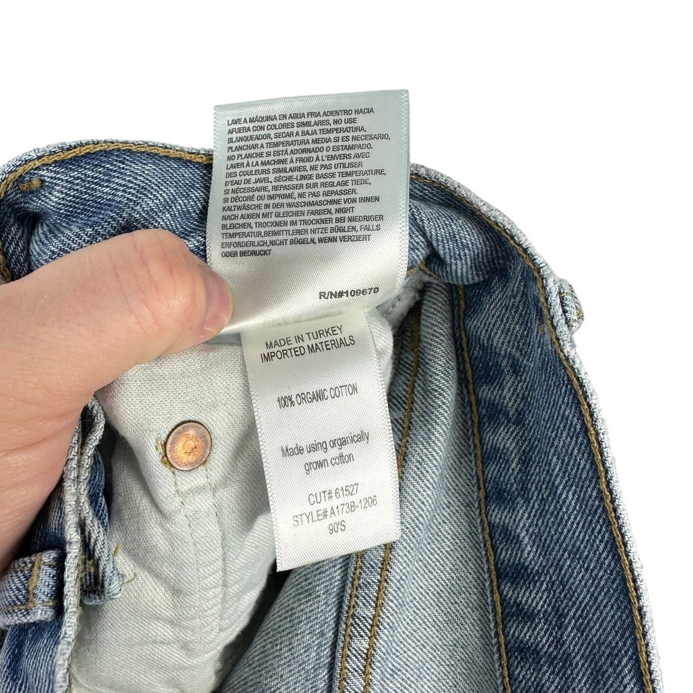 NWT Agolde Sz 23 Women's Blue Distressed Button Fly 90s Crop Jeans - Picture 11 of 15